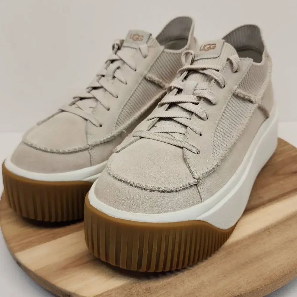 UGG EZ-DUZZIT LACE Taupe Platform Sneakers Women's Size 10 - Picture 6 of 10